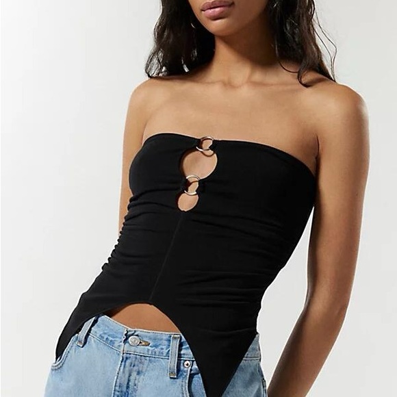 silence + noise Tops - Urban Outffiters Caprice Patterned Asymetric Hem Tube Top
